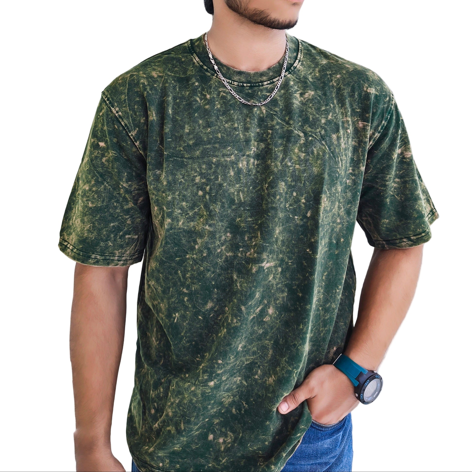 Rugged Green - Acid Wash Tee